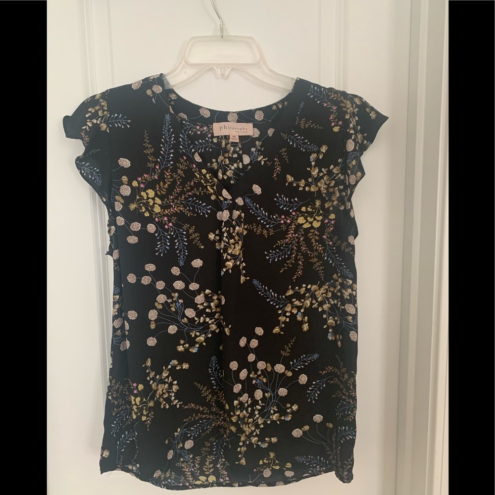 Philosophy flower flutter sleeve shirt